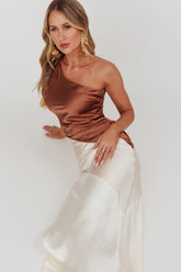 Swipe Right One-Shoulder Maxi Dress Neutral